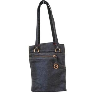 Guess Jeans Denim Handbag Dark Blue Hook & Loop Closure Pockets Tote Bag Purse